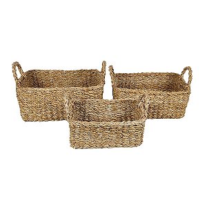 Kit Cesta Decorativa Irai de Seagrass com Alça - 3 unidades - Rizzo