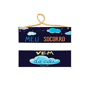 Placa Decorativa em MDF - Frase "Meu socorro vem do céu" - 1 unidade - Rizzo