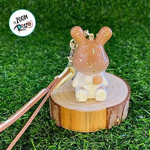 Chaveiro de Coelho Respingos Dourados -  Creme e Marrom - 5,5cm - 1 unidade - Rizzo