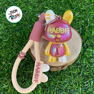 Chaveiro Coelho Metalizado - Marsala e Amarelo - 6cm - 1 unidade - Rizzo