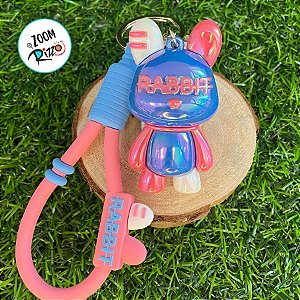 Chaveiro Coelho Metalizado - Azul e Rosa - 6cm - 1 unidade - Rizzo