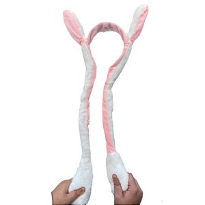Tiara Orelha Coelho com Movimento - Branco - 55cm - 1 unidade - Rizzo