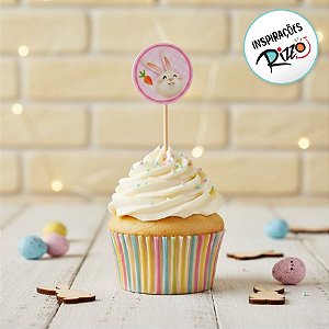 Pick Decorativo de Páscoa - Coelho Rosa  - 12 unidades - Rizzo