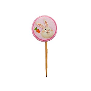 Pick Decorativo - Coelho Rosa  - 12 unidades - Rizzo
