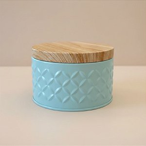 Lata de Metal Redonda Texturizada - Azul - 10x6cm - 1 unidade - Rizzo