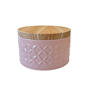 Lata de Metal Redonda Texturizada - Rosa - 10x6cm - 1 unidade - Rizzo