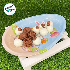 Bandeja de Metal Decorativa de Páscoa - Coelho na Bicicleta - 26x18x3cm - 1 unidade - Rizzo