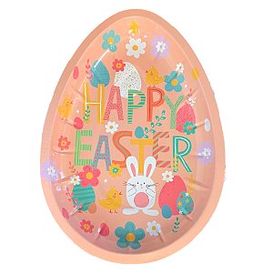 Bandeja de Metal Decorativa de Páscoa - Happy Easter - 26x18x3cm - 1 unidade - Rizzo