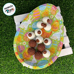 Bandeja de Metal Decorativa de Páscoa - Ovos Coloridos - 26x18x3cm - 1 unidade - Rizzo