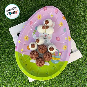 Bandeja de Metal Decorativa de Páscoa - Coelha Happy Easter - 26x18x3cm - 1 unidade - Rizzo