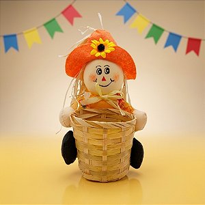 Cachepot Espantalho com Chapéu - 25cm - 1 unidade - Rizzo