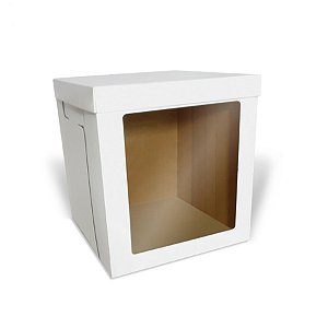 Caixa Para Bolo Alto Branco - 23x23x25cm  - 1 unidade - Rizzo
