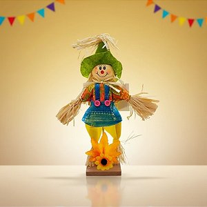 Enfeite Decorativo - Espantalho em Pé Mulher Girassol  - 1 unidade - Rizzo