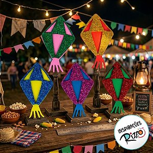 Aplique de Eva - Balão Glitter - Festa Junina - 5x3cm - 10 unidades - Rizzo