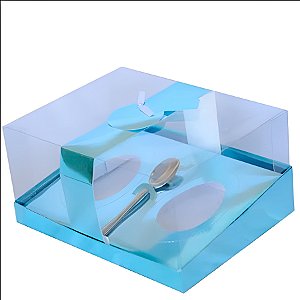 Caixa Ovo de Colher Duplo - Meio Ovo de 150g a 350g - Azul Metálico - 22x17x11cm - 1 unidade - Rizzo