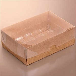 Caixa para 10 Macarons com Berço - Kraft - 15x10,5x5cm - 5 unidades - Rizzo