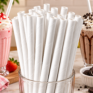 Canudo de Papel para Milkshake - Branco - 100 unidades - Cromus - Rizzo