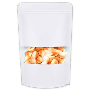 Saco de Papel Branco com Visor Stand Up Pouch Zip 20x30x5cm - Hermético e Impermeável Dentro e Fora - 50 un - Rizzo