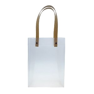 Sacola Transparente Fosca com Alça de Fibra - 13x20x7cm - 12 unidades - Rizzo