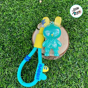 Chaveiro Coelho Metalizado - Verde Água e Amarelo  - 6cm - 1 unidade - Rizzo