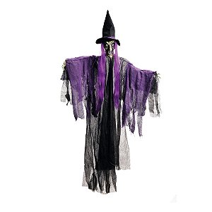 Enfeite de Halloween - Bruxa Cuca - 1,30cm - Com Luz - 1 unidade - Cromus - Rizzo