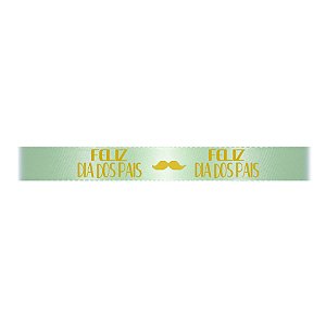 Fita de Cetim Feliz Dia dos Pais - Azul Tifanny 247 - 1 unidade - Progresso - Rizzo Personalize