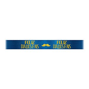 Fita de Cetim Feliz Dia dos Pais - Azul Royal 214 - 1 unidade - Progresso - Rizzo Personalize