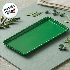 Bandeja Esfera Acrílica Durável Retangular - Verde - 25x13cm - 1 unidade - Rizzo - Rizzo