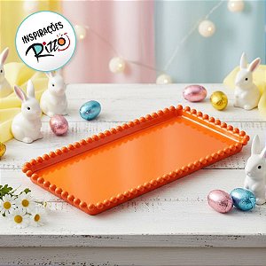 Bandeja Esfera Acrílica Durável Retangular - Laranja - 25x13cm - 1 unidade - Rizzo - Rizzo