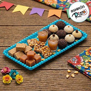 Bandeja Esfera Acrílica Durável Retangular - Azul Candy - 25x13cm - 1 unidade - Rizzo - Rizzo