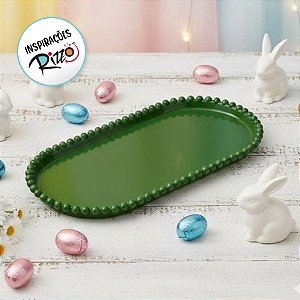Bandeja Esfera Acrílica Durável Oval - Verde Militar - 25x13cm - 1 unidade - Rizzo - Rizzo