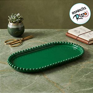 Bandeja Esfera Acrílica Durável Oval - Verde - 25x13cm - 1 unidade - Rizzo - Rizzo