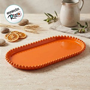 Bandeja Esfera Acrílica Durável Oval - Laranja - 25x13cm - 1 unidade - Rizzo - Rizzo