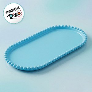 Bandeja Esfera Acrílica Durável Oval - Azul Candy - 25x13cm - 1 unidade - Rizzo - Rizzo