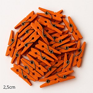 Mini Prendedor de Madeira Laranja Escuro 2,5cm - 50 Unidades - Rizzo