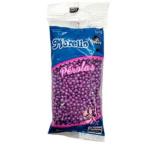 Confeito Pérola Pequena Roxo com Glitter - 60g - 1 unidade - Morello - Rizzo