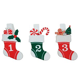 Kit Prendedor Decorativo de Natal - Meias Numeradas 1 a 24 - 1 unidade - Cromus - Rizzo
