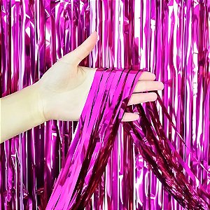 Cortina Decorativa Metalizada Pink 1x2m - 1 unidade - Rizzo