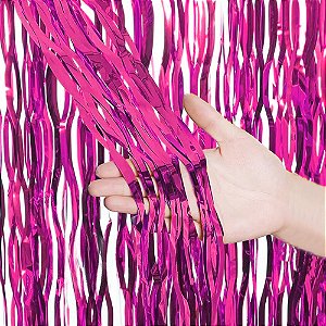 Cortina Decorativa Metalizada Pink Ondulada 1x2m - 1 unidade - Rizzo