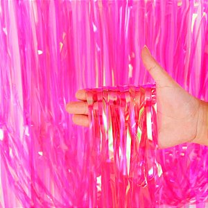 Cortina Decorativa Metalizada Rosa Furta-Cor 1x2m - 1 unidade - Rizzo