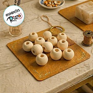 Bola de Madeira 18mm - Marfim - 12 unidades - Art Montagem - Rizzo