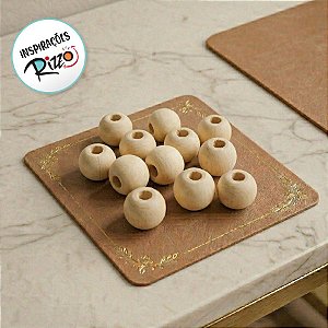 Bola de Madeira 10mm - Marfim - 12 unidades - Art Montagem - Rizzo