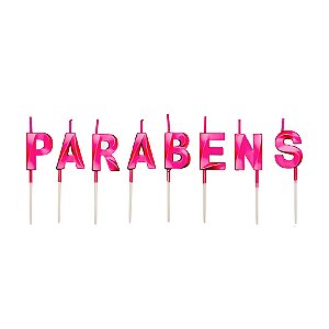 Vela "Parabéns" Rosa - 1 unidade - Rizzo