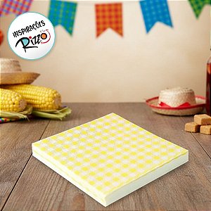 Guardanapo de Papel Xadrez - Amarelo - Festa Junina - 32x32cm - 20 unidades - Rizzo