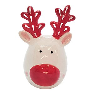 Paliteiro Decorativo Rena de Cerâmica de Natal - 9cm - 1 unidade - Rizzo