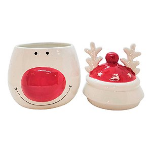 Pote Decorativo em Cerâmica de Natal - Rena - 22x13,5cm - 1 unidade - Rizzo