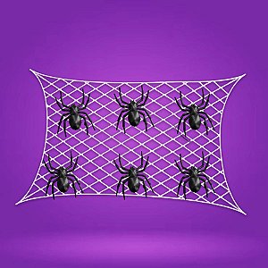 Teia com Aranhas Decorativa Branca - 200x130cm - 1 unidade - Rizzo