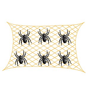 Teia com Aranhas Decorativa Laranja - 200x130cm - 1 unidade - Rizzo