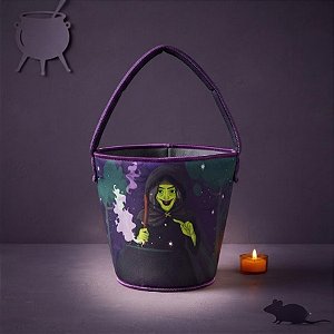 Baldinho de Halloween em Tecido - Bruxa - 16x22cm - 1 unidade - Rizzo