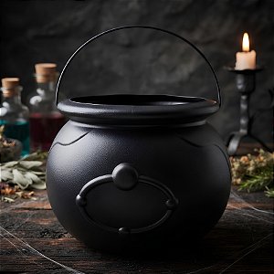 Baldinho de Halloween com Alça - Caldeirão Preto - 13x17cm - 1 unidade - Rizzo
